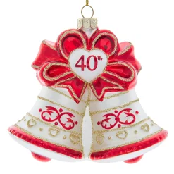 Kurt Adler 4.5" Noble Gems "40th Anniversary" Bell Glass Christmas Ornament NBX0106
