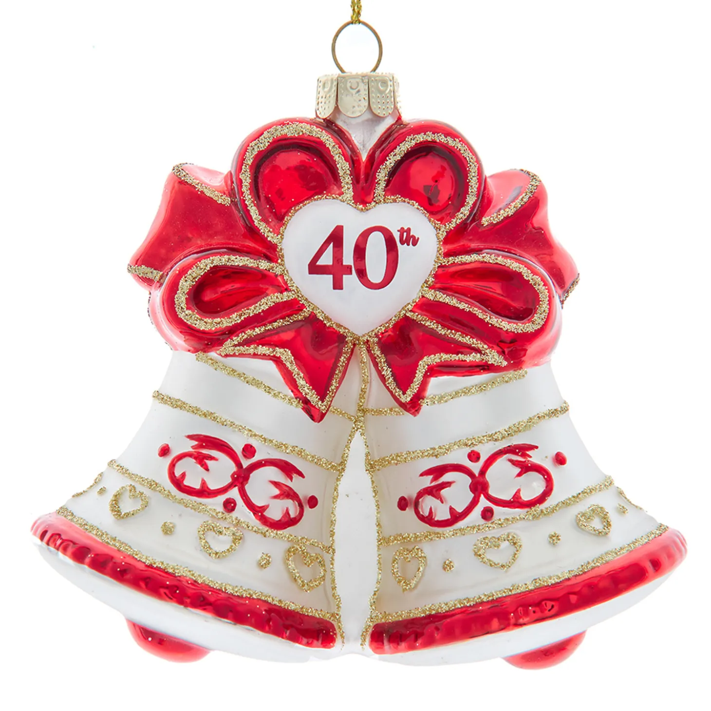 Kurt Adler 4.5" Noble Gems "40th Anniversary" Bell Glass Christmas Ornament NBX0106