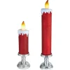 Kurt Adler 13.75" Or 19.5" Battery Operated Red Glittered Candle With LED Flicker Flame