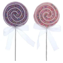 Kurt Adler 13.75" Pink And Purple Lollipop Christmas Tree Pick C7089