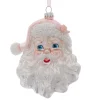 Kurt Adler 6" Pink And Silver Santa Head Glass Christmas Ornament T2802