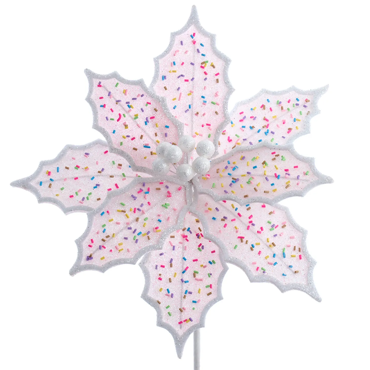 Kurt Adler 14" Pink Frosted Poinsettia Christmas Tree Pick C0293