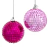 Kurt Adler 3.15" Pink Glass Mirrored Disco Ball Christmas Ornaments Set Of 2 D4575