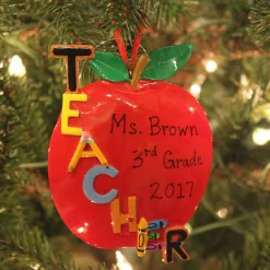 Kurt Adler 5" Teacher's Apple Personalized Christmas Ornament C6559