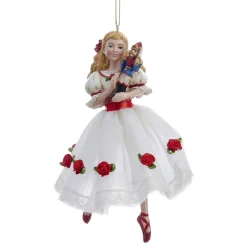 Kurt Adler 6" The Nutcracker Suite Clara In Cloth Dress Christmas Ornament C9252