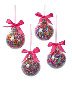 Kurt Adler 60MM Set Of 4 Bubblegum Balls With Sprinkles Christmas Ornaments D4419