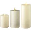 Liown 3.5" X 5" Or 7" Or 9" Flat Top Moving Flame Ivory Unscented Pillar Battery Candle