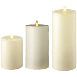 Liown 3.5" X 5" Or 7" Or 9" Flat Top Moving Flame Ivory Unscented Pillar Battery Candle