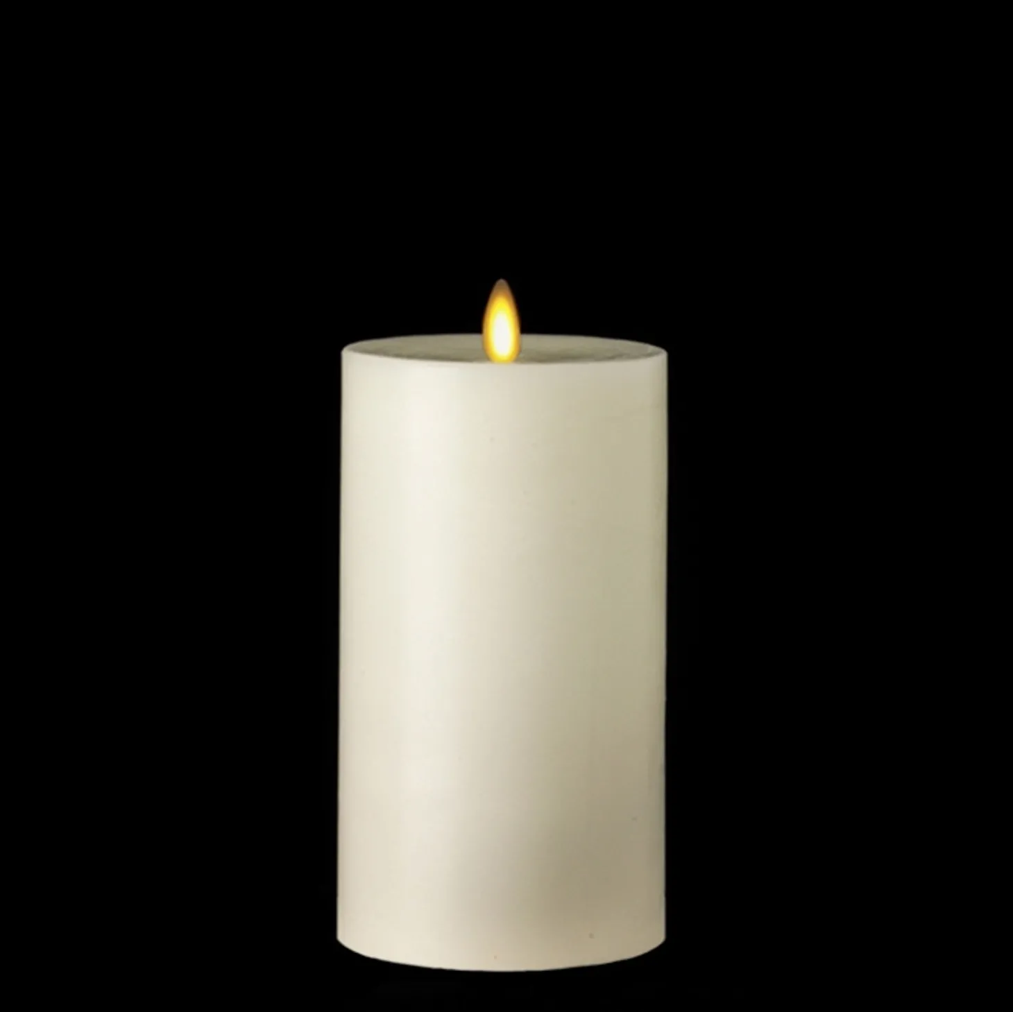 Liown 3.5" X 5" Or 7" Or 9" Flat Top Moving Flame Ivory Unscented Pillar Battery Candle