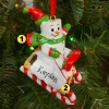 Marshmallow Child On Sled Personalized Christmas Ornament MM20018