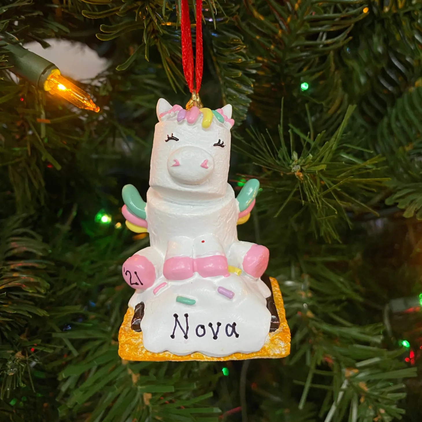 Marshmallow Unicorn Personalized Christmas Ornament MM20023