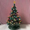 Medium Lighted Green Ceramic Christmas Tree 17"