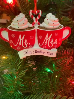 Mr. & Mrs. Hot Cocoa Personalized Christmas Ornament OR2345