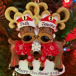 Mr. & Mrs. Reindeer Couple Personalized Christmas Ornament OR2256-2