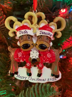 Mr. & Mrs. Reindeer Couple Personalized Christmas Ornament OR2256-2