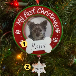 My First Christmas Dog Picture Frame Personalized Christmas Ornament PF1717