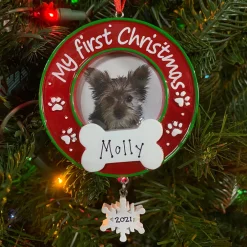 My First Christmas Dog Picture Frame Personalized Christmas Ornament PF1717