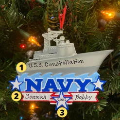 Navy Air Craft Carrier Personalized Christmas Ornament OR1394