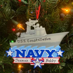 Navy Air Craft Carrier Personalized Christmas Ornament OR1394