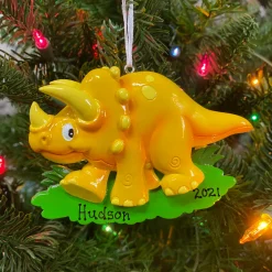 Orange Triceratops Dinosaur Personalized Christmas Ornament OR816-C