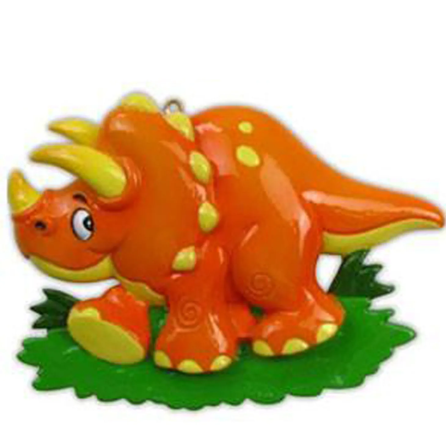 Orange Triceratops Dinosaur Personalized Christmas Ornament OR816-C