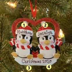 Penguin Couple First Christmas Personalized Christmas Ornament OR1721