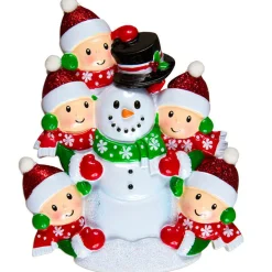 Personalized Christmas Ornament Family Of 5 Building A Snowman OR1367-5