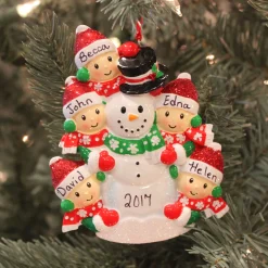 Personalized Christmas Ornament Family Of 5 Building A Snowman OR1367-5