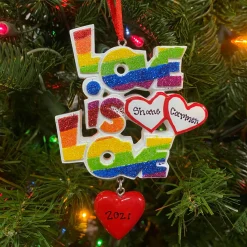 Pride "Love Is Love" Personalized Christmas Ornament OR1455