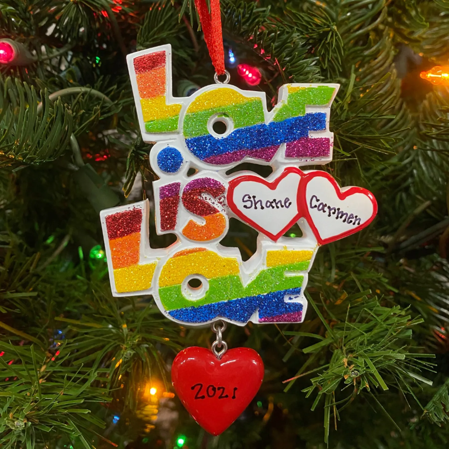 Pride "Love Is Love" Personalized Christmas Ornament OR1455
