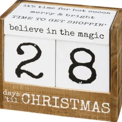 Primitive By Kathy 6.5" Days Til Christmas Block Countdown Advent Calendar 106798