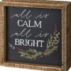 Primitives By Kathy 6" All Is Calm Wooden Box Christmas Sign 106592