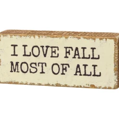 Primitives By Kathy 3.5" I Love Fall Most Of All Block Sign 110289