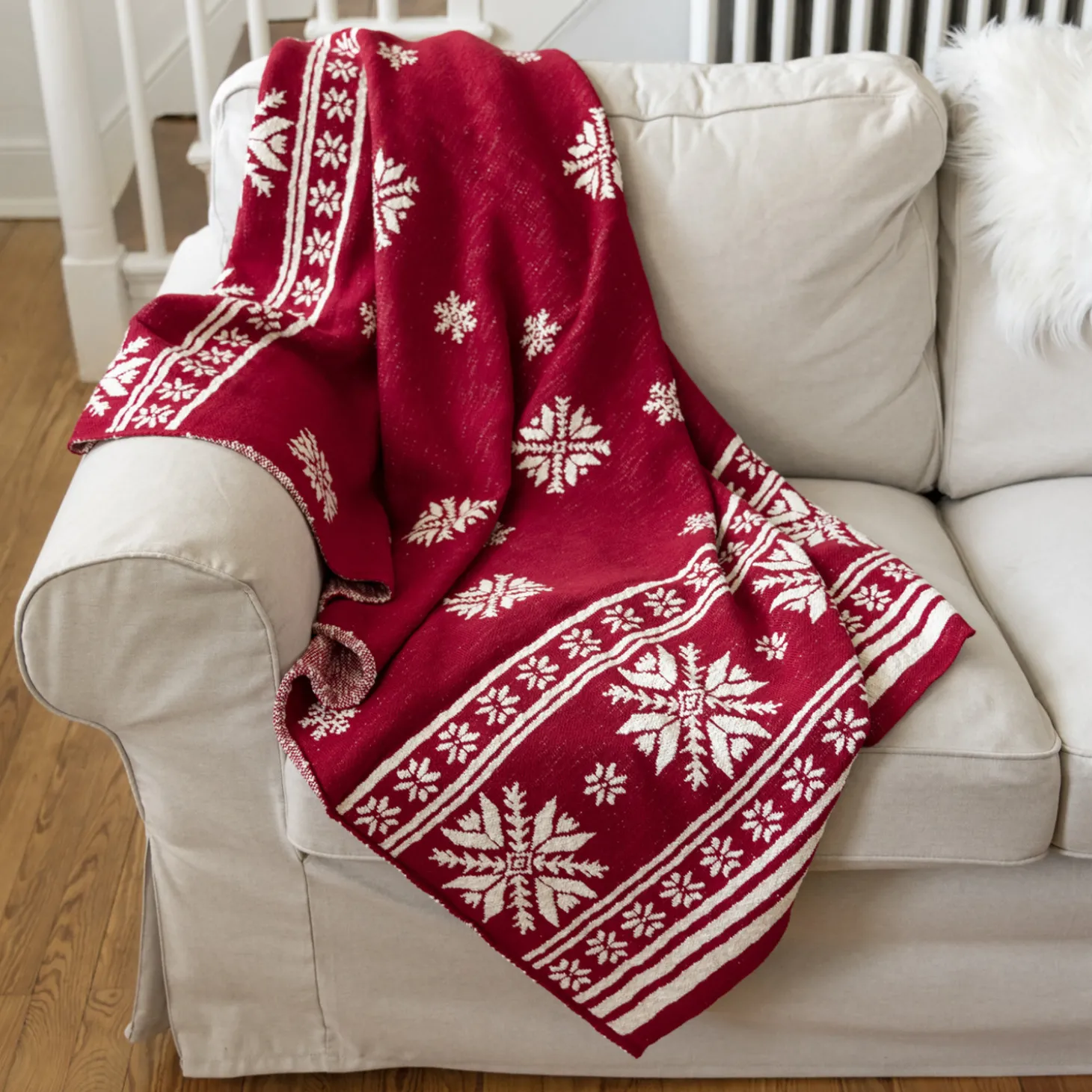 Primitives By Kathy 60" Red And White Nordic Christmas Throw Blanket 37387