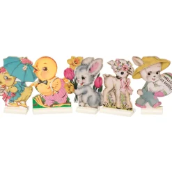 Primitives By Kathy 4.5" Retro Easter Stand-Up Signs Set 5 Decoration 34798