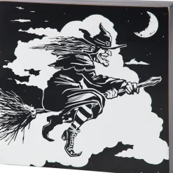 Primitives By Kathy Flying Witch Halloween Block Sign 116416