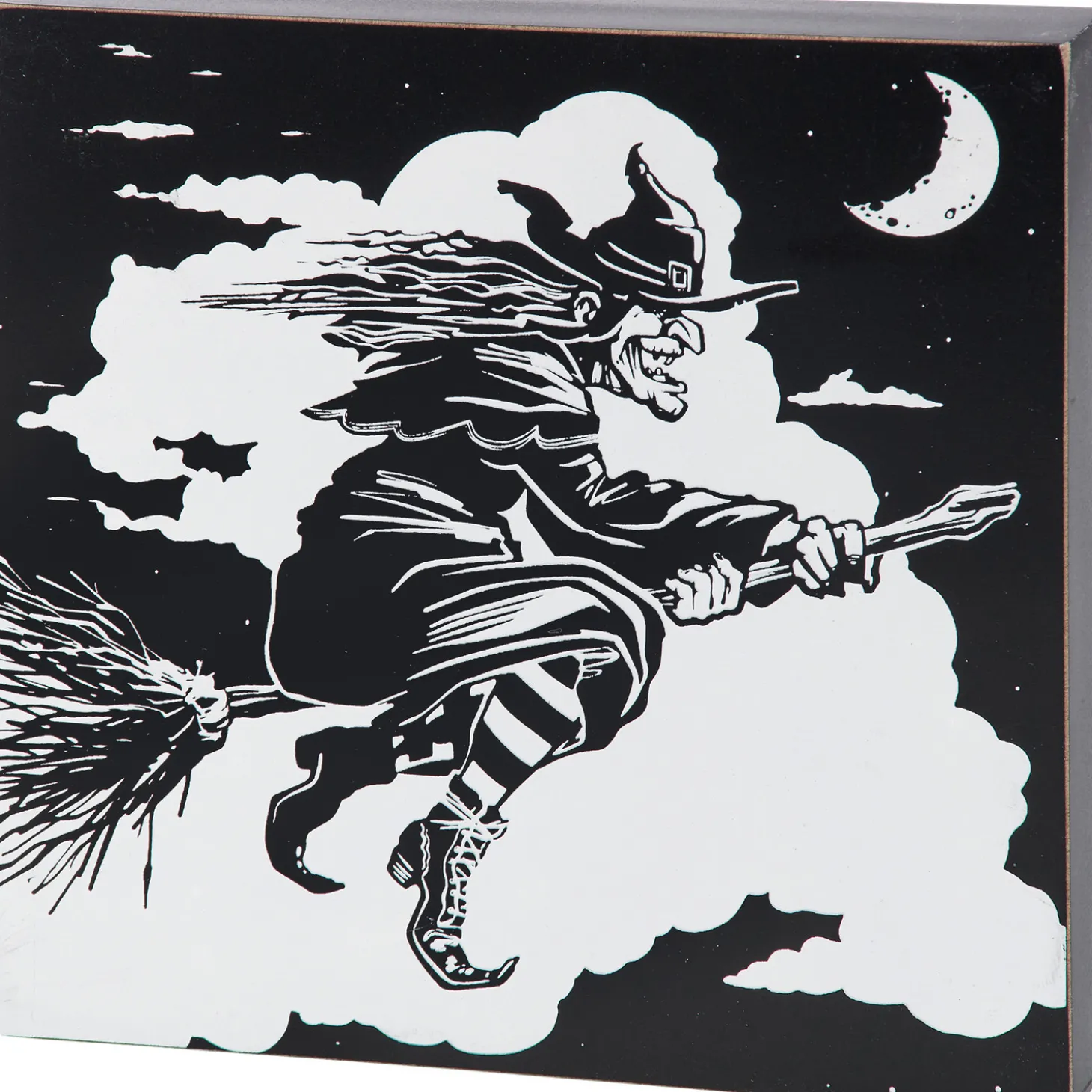 Primitives By Kathy Flying Witch Halloween Block Sign 116416