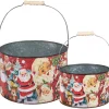 Primitives By Kathy Set Of 2 Vintage Christmas Buckets 115340