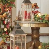Raz 23" & 30" Metal And Wood Christmas Lantern Set 4018501