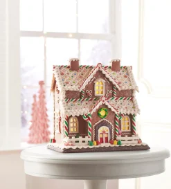 Raz 12.25" LED Lighted Two Story Gingerbread House Christmas Figure 4016095