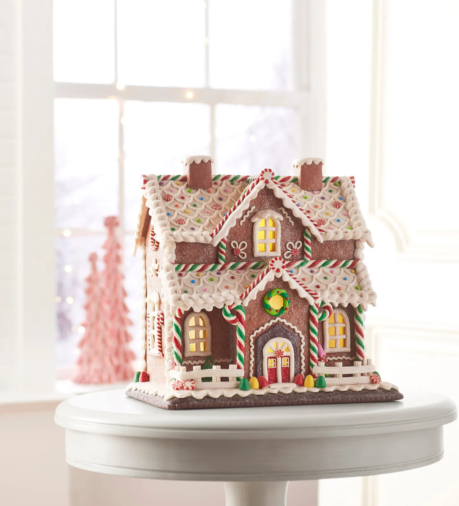 Raz 12.25" LED Lighted Two Story Gingerbread House Christmas Figure 4016095