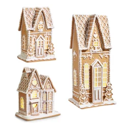 Raz 10.5", 12", Or 23" Large Traditional Lighted Christmas Gingerbread House With White Icing