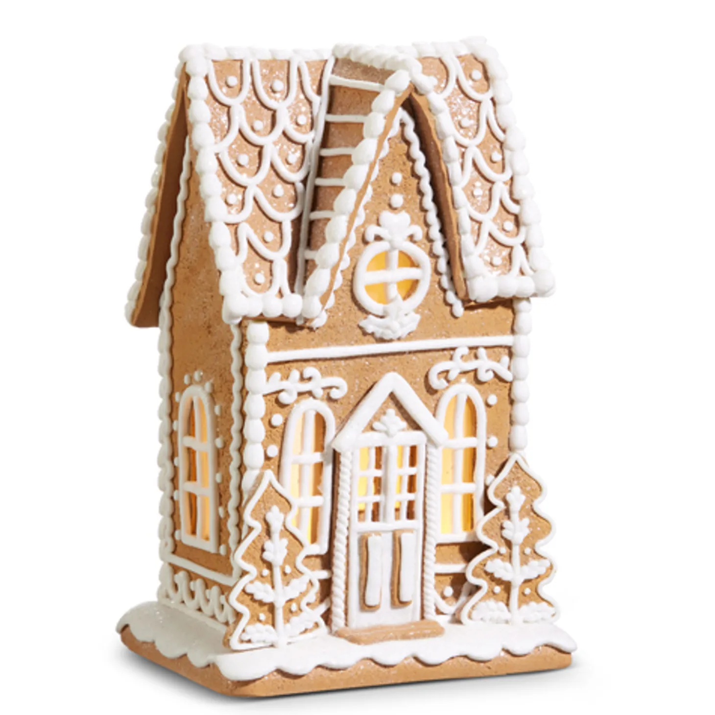 Raz 10.5", 12", Or 23" Large Traditional Lighted Christmas Gingerbread House With White Icing