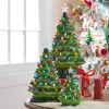 Raz 8", 13", Or 17" Battery Operated Lighted Green Ceramic Christmas Tree