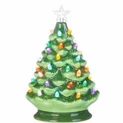 Raz 8", 13", Or 17" Battery Operated Lighted Green Ceramic Christmas Tree