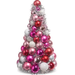 Raz 10", 13", Or 15.5" Pink And Silver Ball Ornament Christmas Tree Decoration
