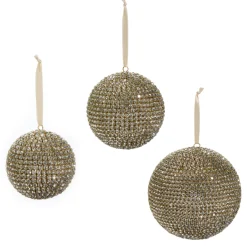 Raz 3.5", 4.5", Or Large 6" Pave Crystal And Gold Ball Christmas Ornament