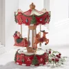 Raz 8.5" Animated Musical Santa's Sleigh Carousel Christmas Decoration 4471351