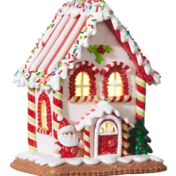 Raz 7.25" Battery Operated LED Lighted Claydough Gingerbread House Christmas Figure 4016097