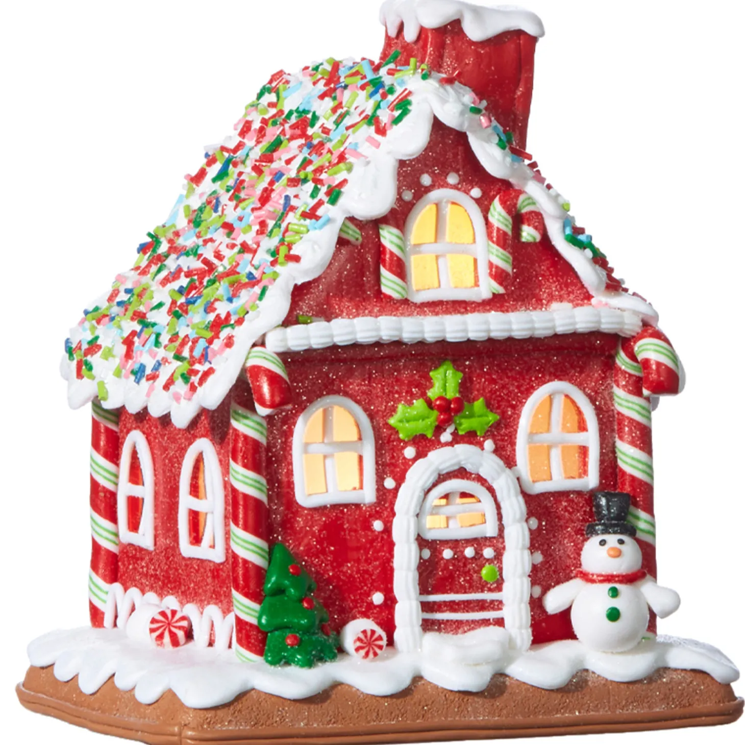 Raz 7.25" Battery Operated LED Lighted Claydough Gingerbread House Christmas Figure 4016097
